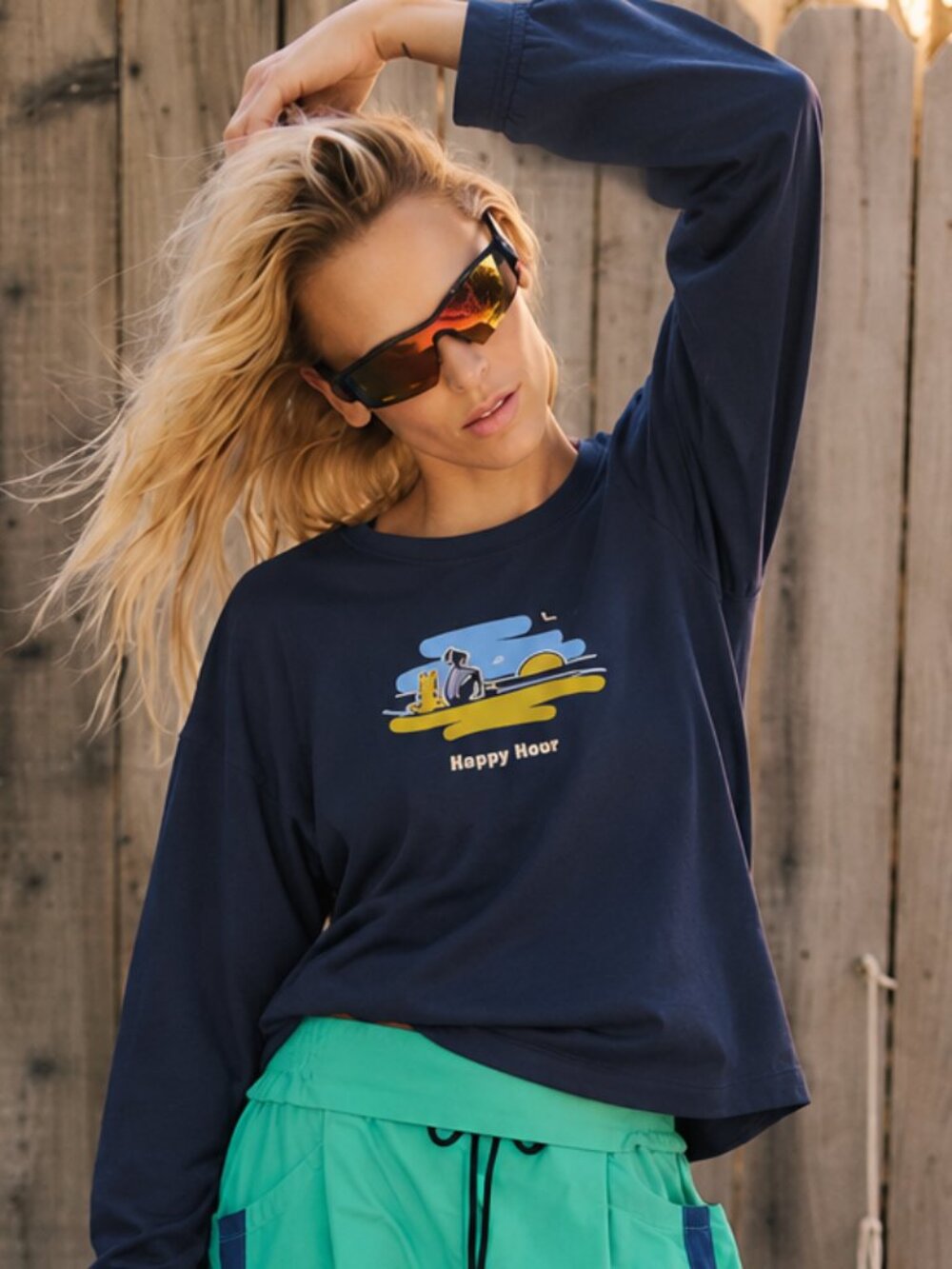 Life is Good Gorpcore Long Sleeve Performance Graphic Tee Boxy Fit Retro Sport